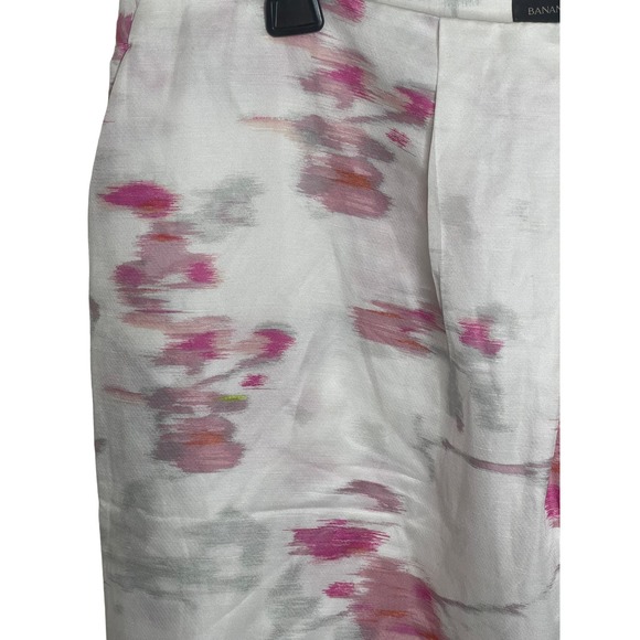NWT Banana Republic White Pink Floral Abstract Wrap Style Skirt‎ W/pockets-SZ 8 - Picture 2 of 6